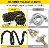 Rope Harness Safety Lanyard:25/50/100/150ft Vertical Roofing Rope Grab Snap Hooks Shock Absorber Fall Protection Kit