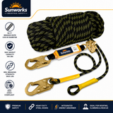 Rope Harness Safety Lanyard:25/50/100/150ft Vertical Roofing Rope Grab Snap Hooks Shock Absorber Fall Protection Kit