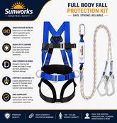 Safety Harness Fall Protection Kit - Full Body Roofing harnesses with Shock Absorbing Lanyard Upgrade Paded