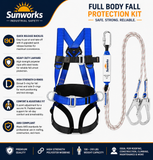 Safety Harness Fall Protection Kit - Full Body Roofing harnesses with Shock Absorbing Lanyard Upgrade Paded
