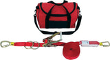 60FT Synthetic Web Horizontal Lifeline System - Temporary 2-Person Fall Protection Kit with Integrated Ratchet Tensioner & Tie-Off Adaptors