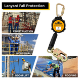 Retractable Lanyard Fall Protection: 6FT Webbing Self Retracting SRL Fall Arrest for Safety Harness Construction Workers