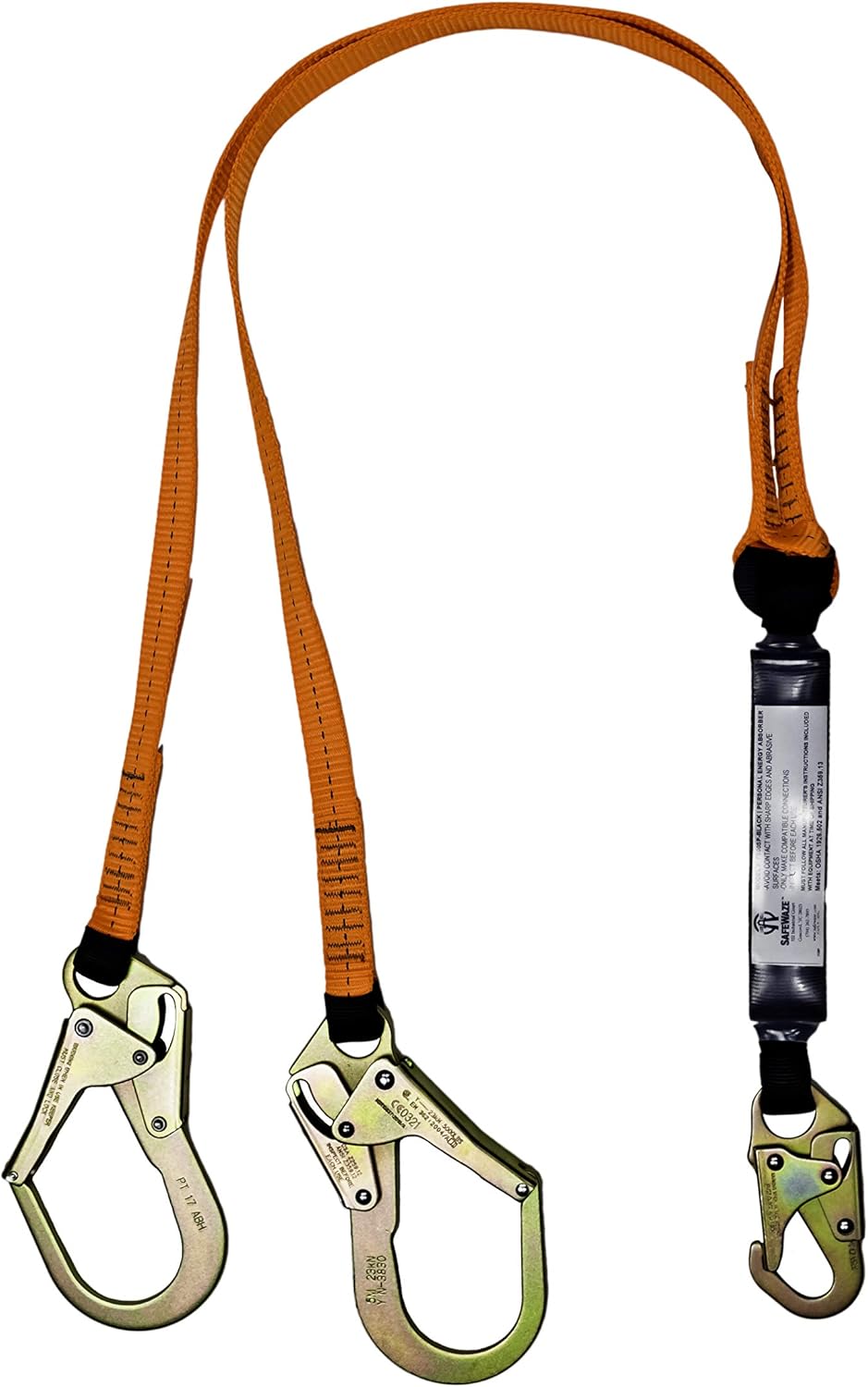 6 ft Double Leg Shock-Absorbing Lanyard with Snap Hooks
