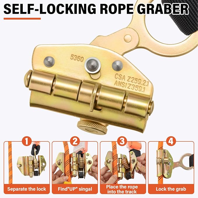 Sunworks Safety Harness Fall Protection Kit Roofing Harnesses 50ft Safety Rope Lanyard Kit 5 Gallon Bucket Kit Roof Top Anchor Construction Work 20pcs Nails