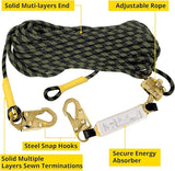 Rope Harness Safety Lanyard：25/50/100/150ft Vertical Roofing Rope Grab Snap Hooks Shock Absorber Fall Protection Kit