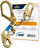 Charlotte, NC - REBAR Romeo 29" Steel Rebar Chain Assembly [SELF-Locking Hooks] ANSI OSHA Lightweight Positioning Lanyard/Double Snap Hooks, Rebar Hook, Heat-Treated Twist Chain