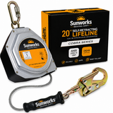 Sunworks 20' Self Retracting Lifeline [NO Tangle Steel Cable] Class 1 SRL ANSI OSHA Retractable Fall Arrest Construction Roofing PPE Gear