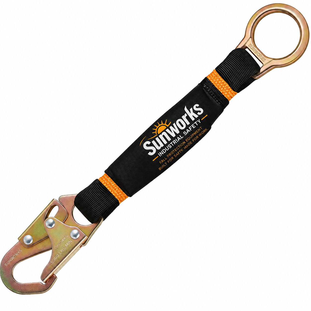 Sunworks Safety Harness Extension Lanyard - 18”D-ring Extender | Fall Protection Arrest System with Snap Hook Connector Ring ANSI