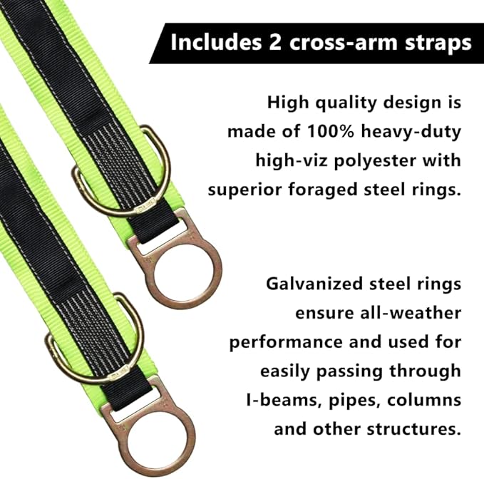 Heavy-Duty 100FT Adjustable Horizontal Lifeline System - 5/8" Kernmantle Temporary 4-Person Fall Protection Rope Kit with 6FT Anchor Straps