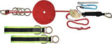 Heavy-Duty 100FT Adjustable Horizontal Lifeline System - 5/8" Kernmantle Temporary 4-Person Fall Protection Rope Kit with 6FT Anchor Straps
