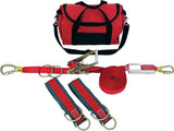 60FT Heavy-Duty Web Horizontal Lifeline System - Temporary 2-Person Fall Protection Kit with Integrated Ratchet Tensioner & Dual Anchor Straps